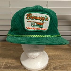 Vintage Corduroy Snapback Green “Barney’s - Have Rig will Tow” Hat